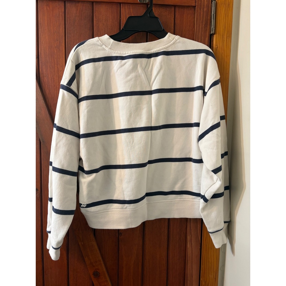 All In Motion Womens Striped French Terry Sweatshirt Navy White Small Pullover - Picture 2 of 3